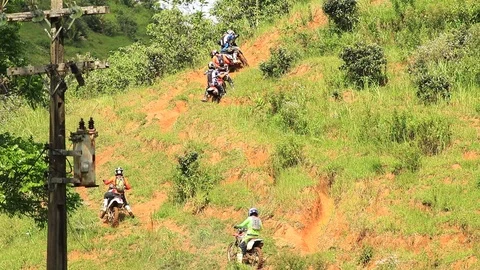 Some riders going up a trail Stock Footage 89731784