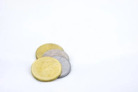 Some ringgit coins on white background 写真素材