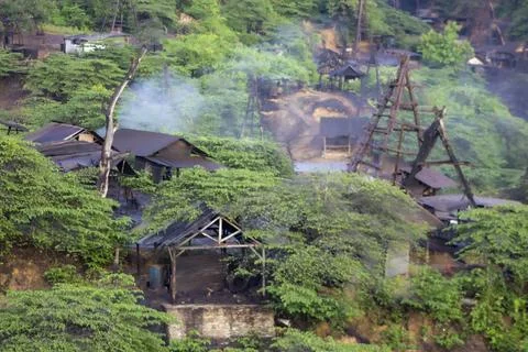 Some rustic building at Teksas Wonocolo Stock Photos