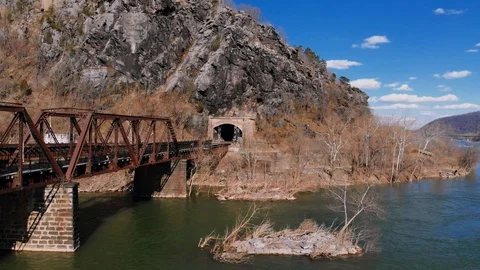 Some shots of harper's ferry - the intersection between Maryland, Stock Footage 105005924