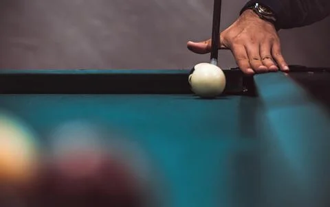 Some shots while playing biliard with friends Stock Photos