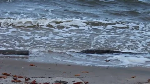 Some Small waves on the shoreline Stock Footage 222352927