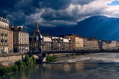 Some sun rays falls on the Grenoble's downtown before the storm Photos