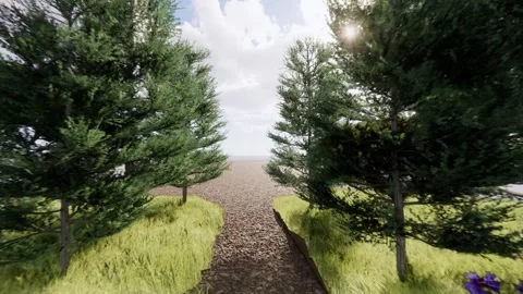 Some trees on a gray field and full camera zoom-out 3d Animation hd video Video stock 272813200