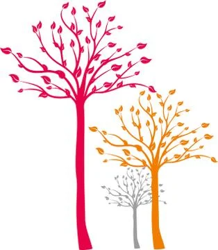 SOME TREES PLANTS IN A GARDEN Stock Illustration