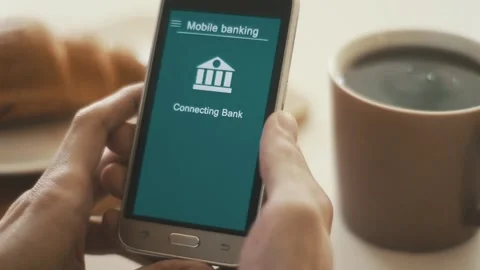 Some trouble with mobile banking in the smartphone. Online bank cannot connect Stock Footage 106830213