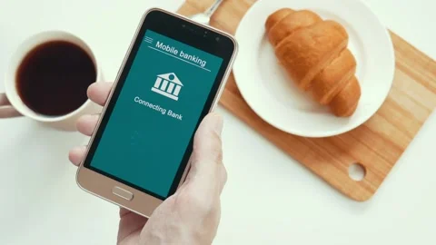 Some trouble with mobile banking in the smartphone. Online bank cannot connect Stock Footage 106830304