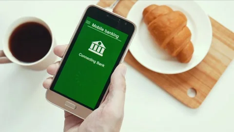 Some trouble with mobile banking in the smartphone. Online bank cannot connect  Stock Footage 106830310