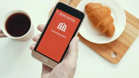 Some trouble with mobile banking in the smartphone. Online bank cannot connect Stock Footage 106830331