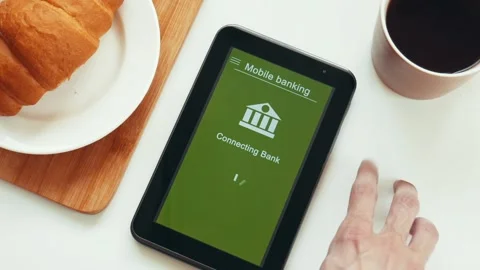 Some trouble with mobile banking on the tablet. Online bank cannot connect Stock Footage 106830369
