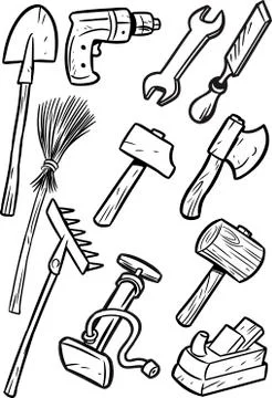 Some types of construction tools Stock Illustration