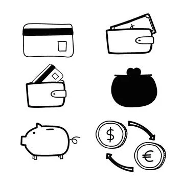 Some vector finance icons dollars bitcoins ether Stock Illustration
