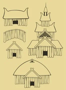 Some vikings buildings Stock Illustration