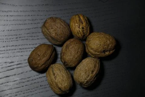 Some walnuts put together Stock Photos