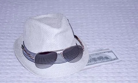 Some wardrobe items and necessary things during summer holiday in the fresh air Stock Photos