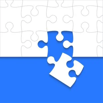 Some White Puzzles Pieces Blue - Vector Jigsaw Stock Illustration