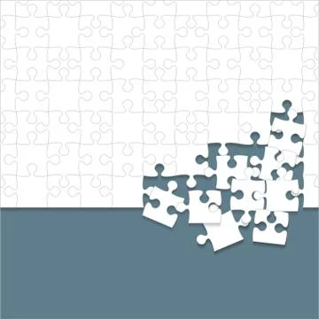 Some White Puzzles Pieces Grey - Vector Jigsaw Illustrazione stock