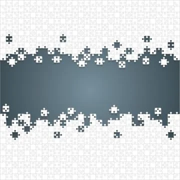 Some White Puzzles Pieces Grey - Vector Jigsaw Stock Illustration