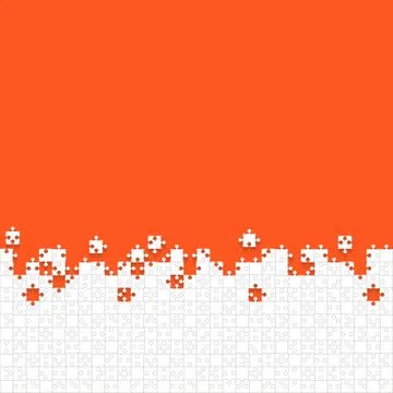 Some White Puzzles Pieces Orange - Vector Jigsaw Stock Illustration