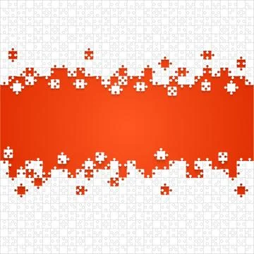 Some White Puzzles Pieces Orange - Vector Jigsaw Stock Illustration