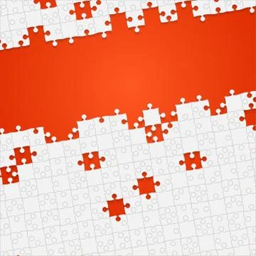 Some White Puzzles Pieces Orange - Vector Jigsaw Stock Illustration
