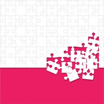 Some White Puzzles Pieces Pink - Vector Jigsaw Illustrazione stock
