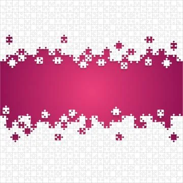 Some White Puzzles Pieces Pink - Vector Jigsaw Stock Illustration