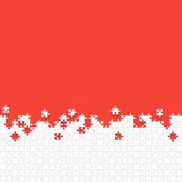 Some White Puzzles Pieces Red - Vector Jigsaw Illustrazione stock