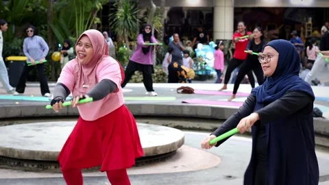 Some young mothers are exercising Stock Footage 309533048