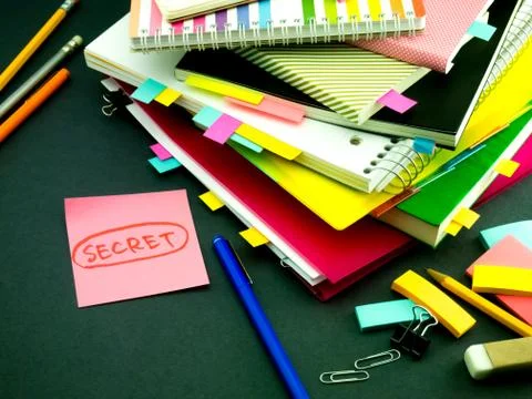 Somebody Left the Message on Your Working Desk; Secret Stock Photos