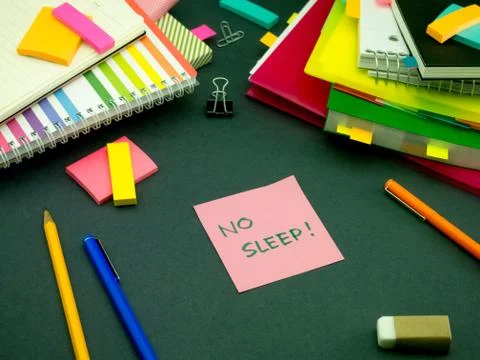 Somebody Left the Message on Your Working Desk; No Sleep Stock Photos