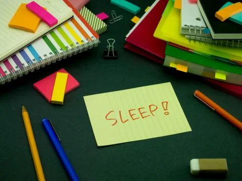 Somebody Left the Message on Your Working Desk; Sleep Stock Photos