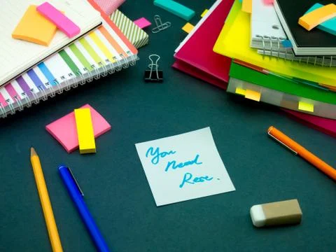 Somebody Left the Message on Your Working Desk; You Need Rest Stock Photos