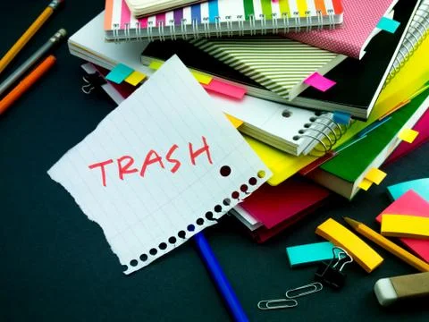 Somebody Left the Message on Your Working Desk; Trash Stock Photos