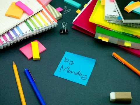 Somebody Left the Message on Your Working Desk; By Monday Stock Photos