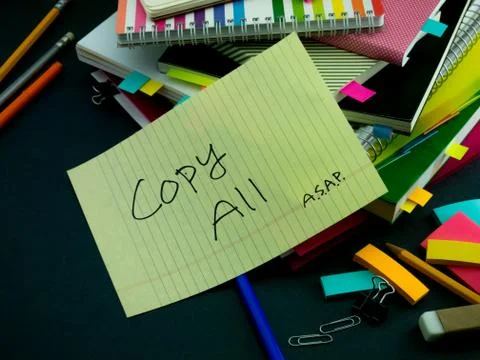 Somebody Left the Message on Your Working Desk; Copy All Stock Photos