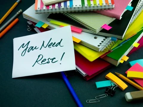 Somebody Left the Message on Your Working Desk; You Need Rest Stock Photos