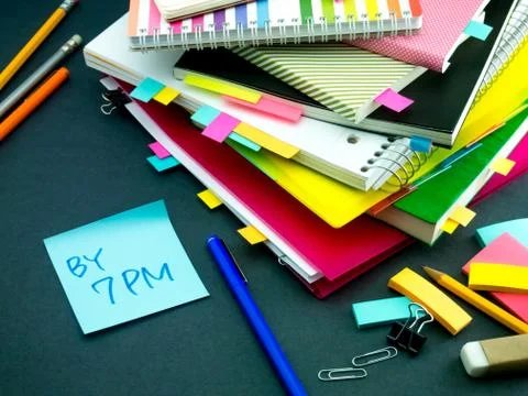 Somebody Left the Message on Your Working Desk; By 7 PM Stock Photos