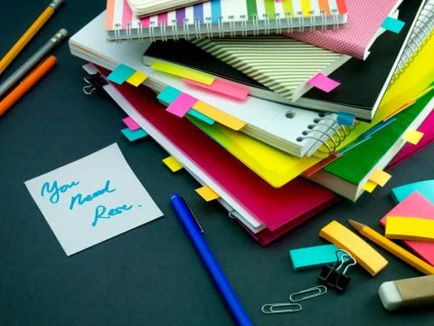 Somebody Left the Message on Your Working Desk; You Need Rest Stock Photos