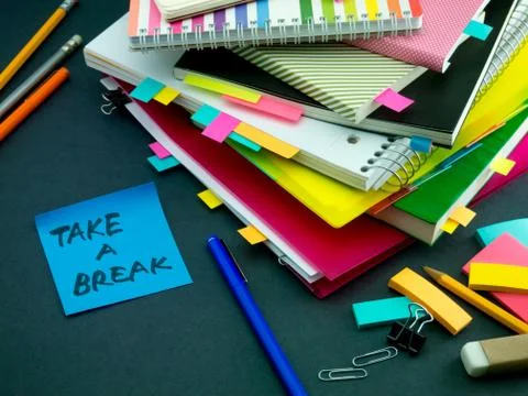 Somebody Left the Message on Your Working Desk; Take a Break Stock Photos
