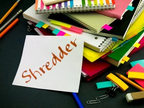 Somebody Left the Message on Your Working Desk; Shredder Stock Photos