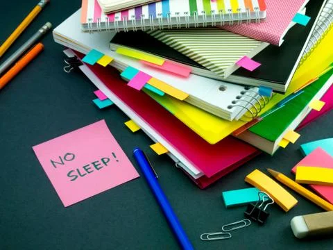 Somebody Left the Message on Your Working Desk; No Sleep Stock Photos