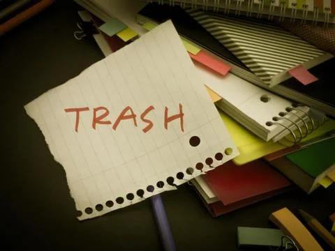 Somebody Left the Message on Your Working Desk; Trash Stock Photos