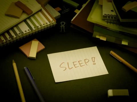 Somebody Left the Message on Your Working Desk; Sleep Stock Photos