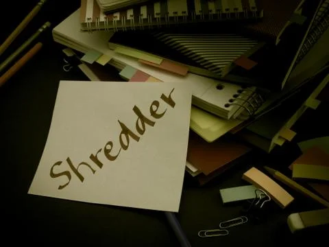 Somebody Left the Message on Your Working Desk; Shredder Stock Photos