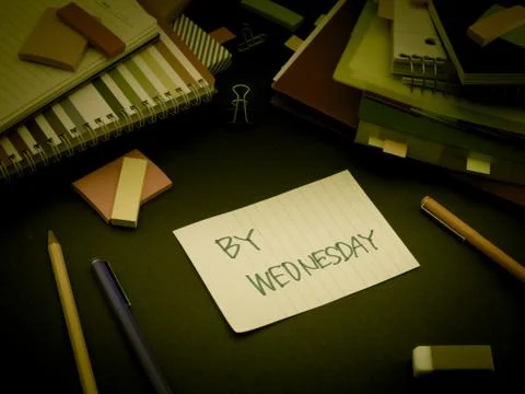 Somebody Left the Message on Your Working Desk; By Wednesday Stock Photos
