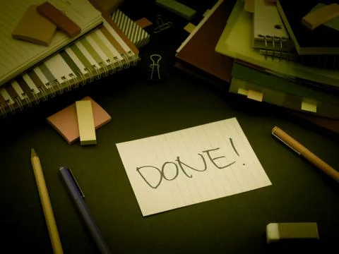 Somebody Left the Message on Your Working Desk; Done Stock Photos