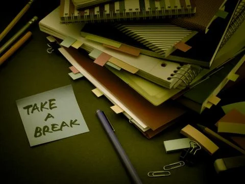 Somebody Left the Message on Your Working Desk; Take a Break Stock Photos