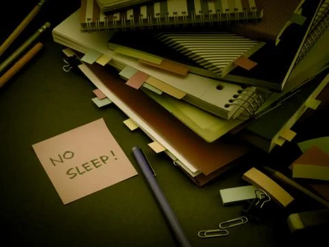 Somebody Left the Message on Your Working Desk; No Sleep Foto stock