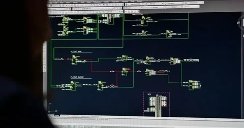 Somebody making a construction plan in a construction program Stock Footage 45439207